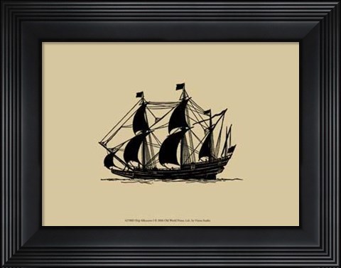 Framed Ship Silhouette I Print