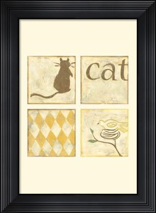 Framed Cat Bird Print