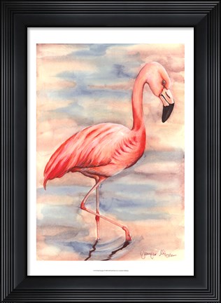 Framed Pink Flamingo I Print