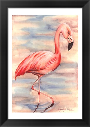 Framed Pink Flamingo I Print