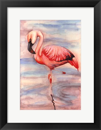 Framed Pink Flamingo II Print