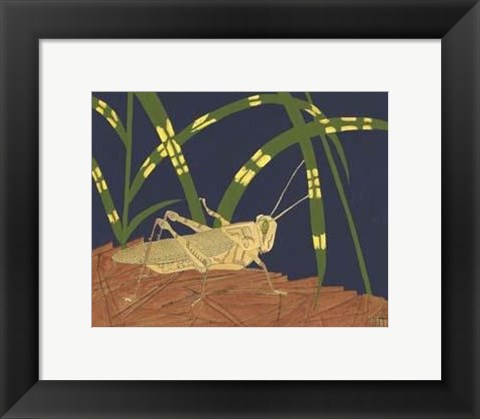 Framed Ornamental Grasshopper I Print