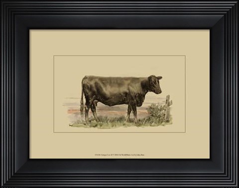 Framed Antique Cow II Print