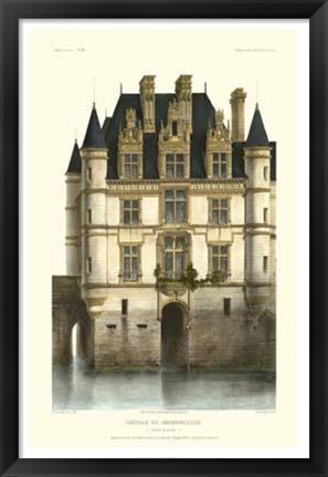 Framed French Chateaux In Blue I Print