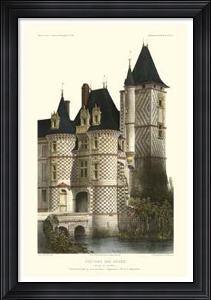 Framed French Chateaux In Blue II Print