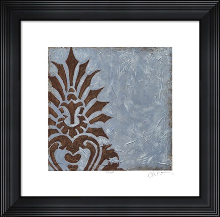 Framed Silver Damask I Print