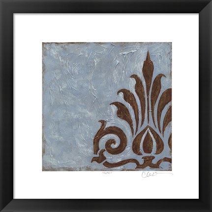 Framed Silver Damask II Print