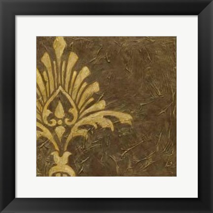 Framed Gold Damask I Print