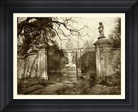 Framed Sepia Garden View I Print