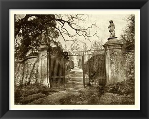 Framed Sepia Garden View I Print