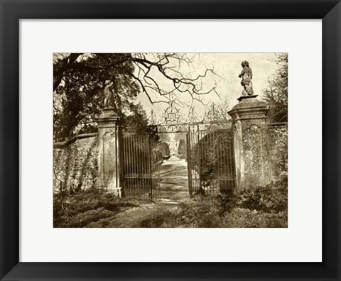 Framed Sepia Garden View I Print