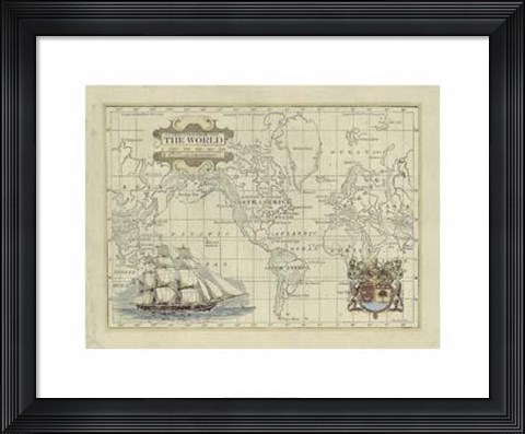 Framed Antique Map Of The World Print