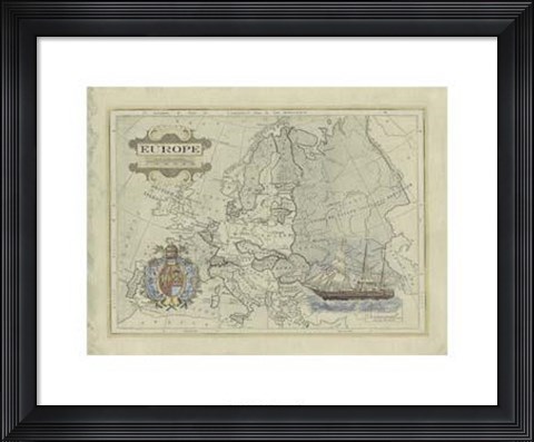 Framed Antique Map Of Europe Print