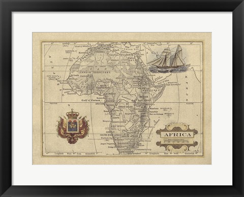 Framed Antique Map Of Africa Print