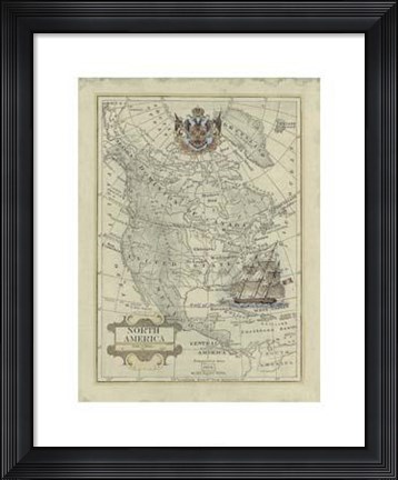 Framed Antique Map Of North America Print
