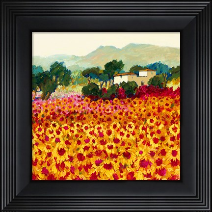 Framed Sunflower Sunset, Tuscany Print