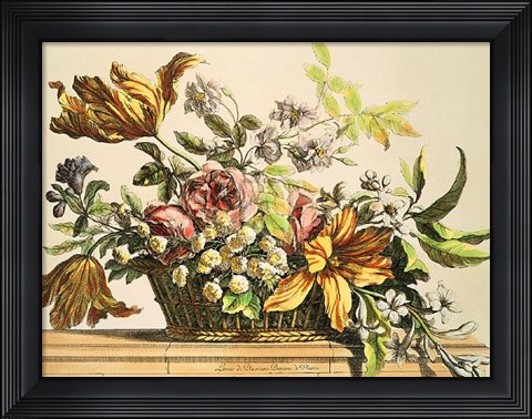 Framed Basket of Flowers I Print