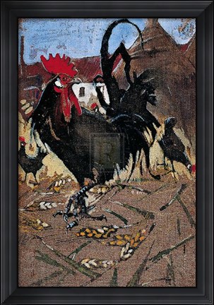 Framed Black Spanish Cock Print