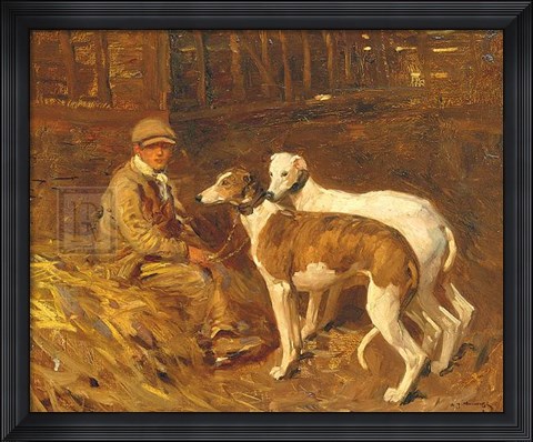 Framed Boy with Greyhounds Print
