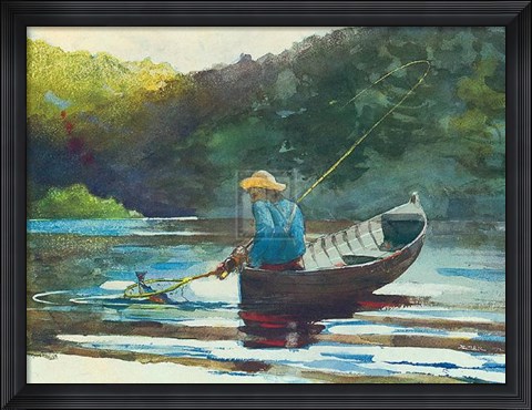 Framed Boy Fishing, 1892 Print