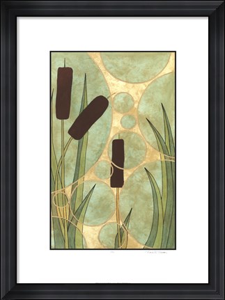 Framed Tranquil Cattails I Print