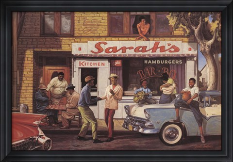 Framed Sarah&#39;s Bar Bq Print