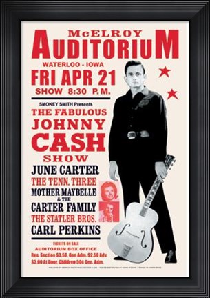 Framed Johnny Cash, Waterloo, Iowa, 1967 Print