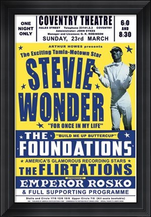 Framed Stevie Wonder, Coventry, England, 1969 Print