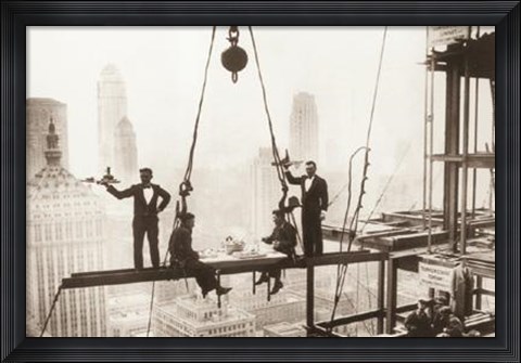 Framed Lunch Above Manhattan Print
