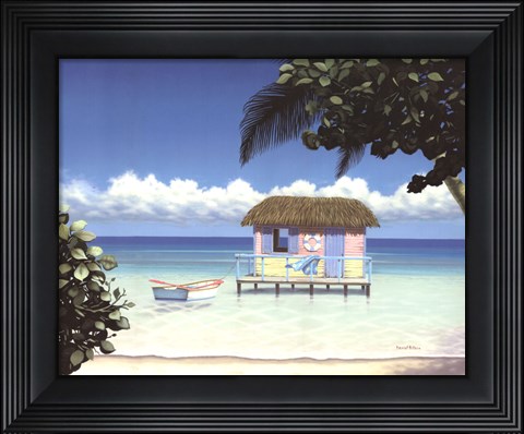 Framed Island Hut Print