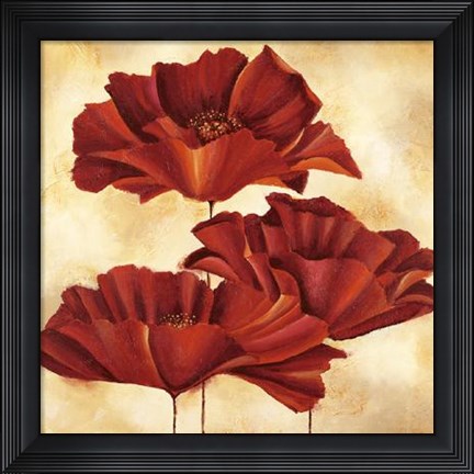 Framed Three Poppies I Print