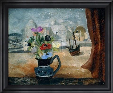 Framed Anemones in a Cornish Window Print