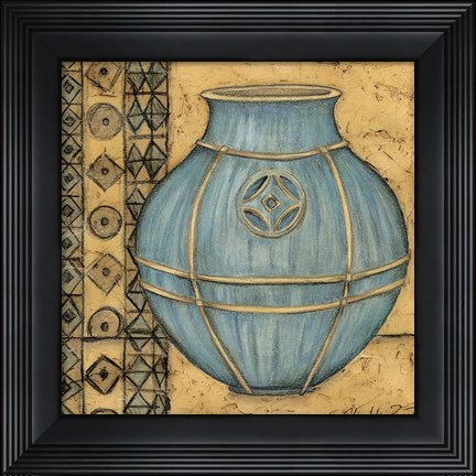 Framed Square Cerulean Pottery I Print