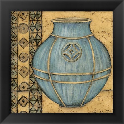 Framed Square Cerulean Pottery I Print