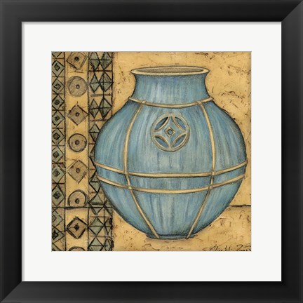 Framed Square Cerulean Pottery I Print