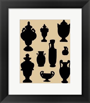 Framed Urns In Silhouette II Print