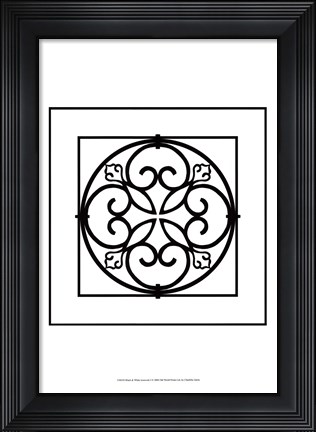 Framed Black And White Ironwork I Print