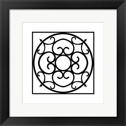 Framed Black And White Ironwork II Print