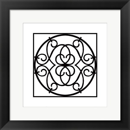 Framed Black And White Ironwork III Print