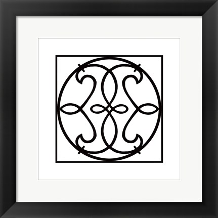 Framed Black And White Ironwork V Print