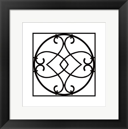 Framed Black And White Ironwork VI Print