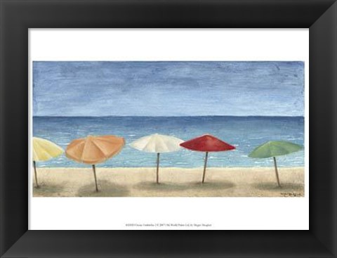 Framed Ocean Umbrellas I Print