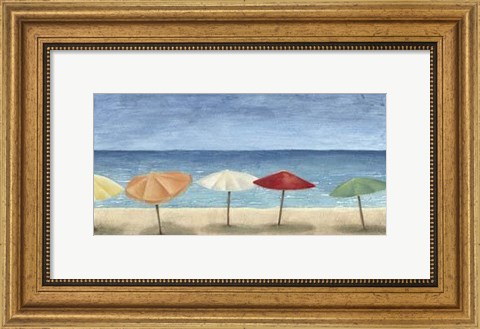 Framed Ocean Umbrellas I Print