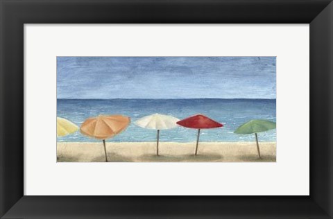 Framed Ocean Umbrellas I Print