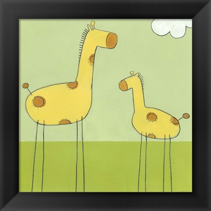 Framed Stick-Leg Giraffe I Print