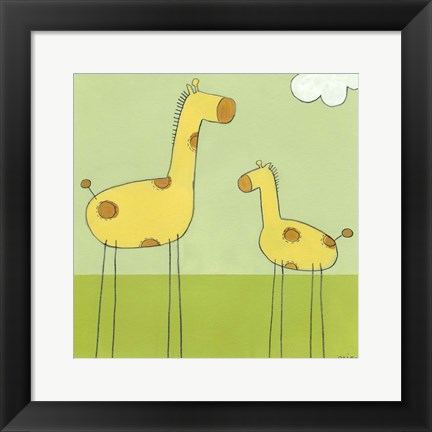 Framed Stick-Leg Giraffe I Print