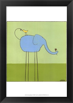 Framed Stick-Leg Elephant I Print