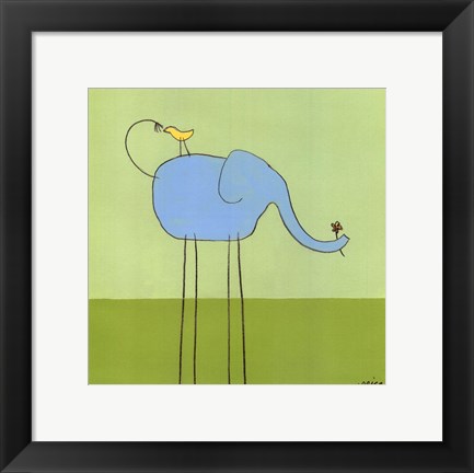 Framed Stick-Leg Elephant I Print