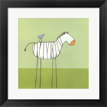 Framed Stick-Leg Zebra I Print