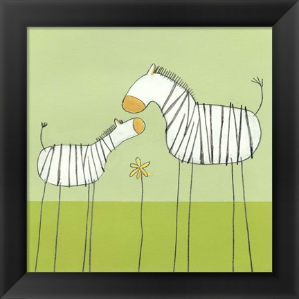 Framed Stick-Leg Zebra II Print